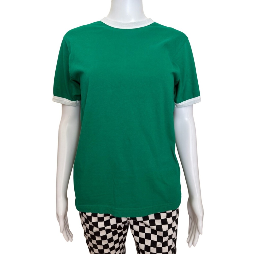 American Apparel Green White Trim T-Shirt Size Small